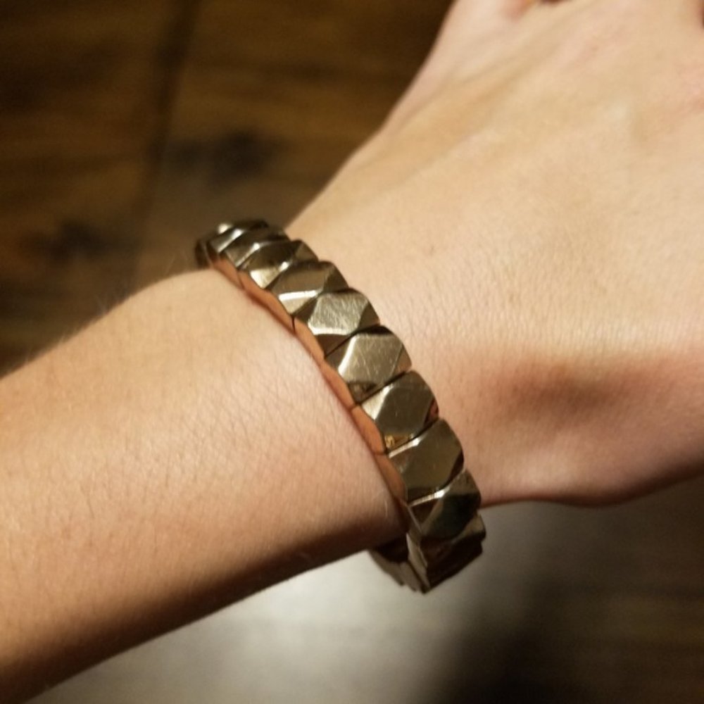 Fossil Rose Gold Geometric Bracelet Shiny Stretch Preppy Boho Bride Classic Work - Picture 2 of 6